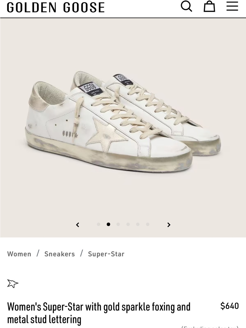 Authentic Superstar Golden Goose White Leather Sneakers with Gold Star Accent